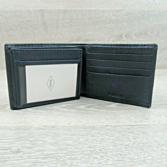 Fossil Lufkin Traveler Leather Deep Indigo Men's Wallet NEW - Picture 4 of 12